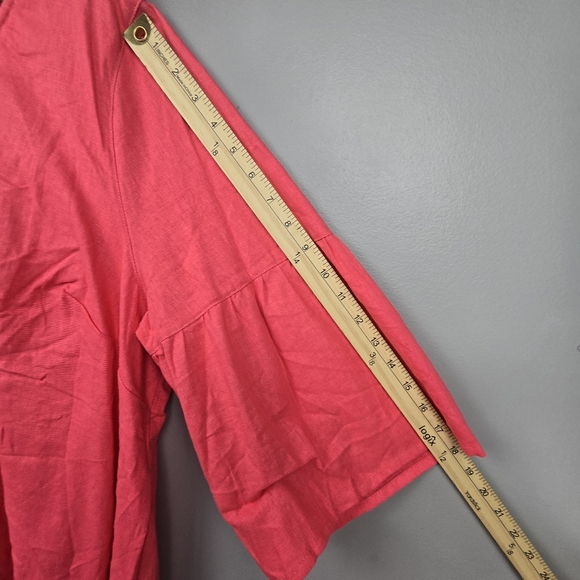 JESSICA LONDON Linen Blend Flowy Blouse 3/4 Sleeve Pink Womens Plus Size 24W‎ - Picture 8 of 11